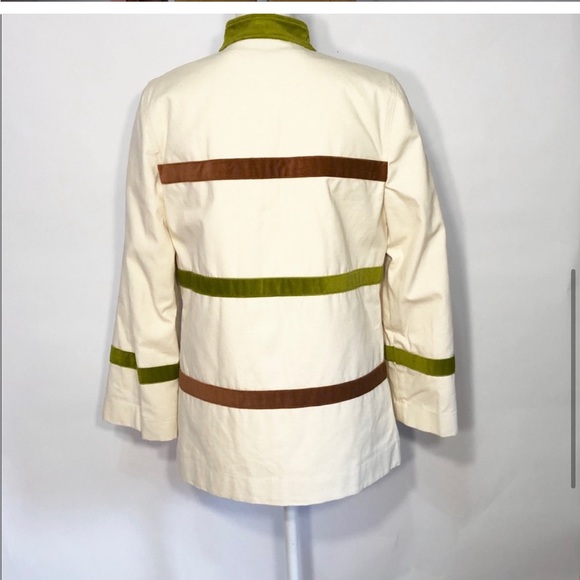 NWT Tory Burch Natural Cream Canvas and Corduroy Cadyn Coat, size 0 - Picture 3 of 8